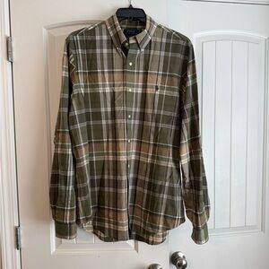 Ralph Lauren Men's Olive Plaid Button Down Shirt